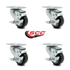 Service Caster 3 Inch Thermoplastic Rubber Wheel Swivel Top Plate Caster Set with Brake SCC SCC-20S314-TPRB-TLB-TP3-4